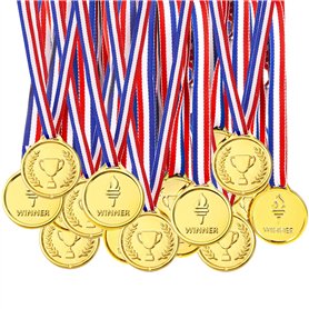 Pllieay 48 Pièces Médailles Enfants Médailles Or en Plastique pour Compétition, Thème Sport Day, Récompenses Pllieay 48 Pièces Médailles Enfants Médailles Or en Plastique pour Compétition