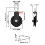 QWORK® 2 pièces 90mm poulie pour cable avec Sangle de Suspension et Mousqueton, pour équipement de gymnastique, machine à câble