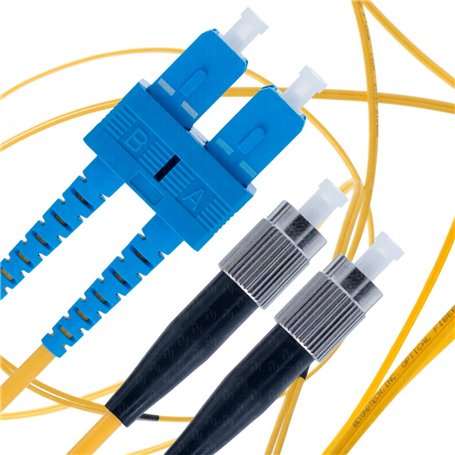 BEYONDTECH Jarretière Optique SC à FC OS2 Monomode Duplex (8 Mètres) - Cordon de Brassage Câble Fibre Optique UPC/UPC - 9/125 (L