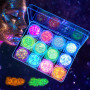 AWAMRWA Paillettes Visage - 12 Couleurs De Paillettes Gel Lumineuse Paillettes Gel Visage Maquillage Festival Fluorescent Paille