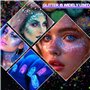 AWAMRWA Paillettes Visage - 12 Couleurs De Paillettes Gel Lumineuse Paillettes Gel Visage Maquillage Festival Fluorescent Paille