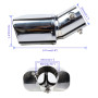 63MM Embouts D'éChappement Desilencieux Tuyau D'éChappement De Voiture En Acier Inoxydable Double Sortie Carré Embout De Bouche