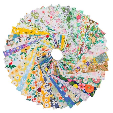 Carrées de Tissu Patchwork en Coton 40 pièces Tissus en Coton Bundle 6.5 * 50cm Motif Floral et Pois Assortis Tissus au Mètre po