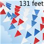 131 pieds/40 Meters Décorations fête banderoles Rouges Blanc et Bleu Bannière de Fanion Triangulaire en Tissu extérieur, décorat