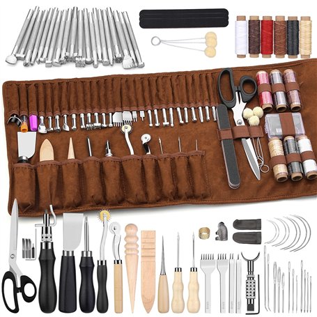 Wamkon Kit d'Outils de Couture en Cuir - Ensemble pour Sculpter