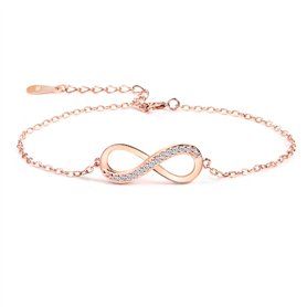 Dames Bracelet Rose Gold Cubic Zirconia 925 bijoux en argent Sterling pour femmes fille, symbole de l'infini amour cadeau pour l Dames Bracelet Rose Gold Cubic Zirconia 925 bijoux en argent Sterling pour femmes fille