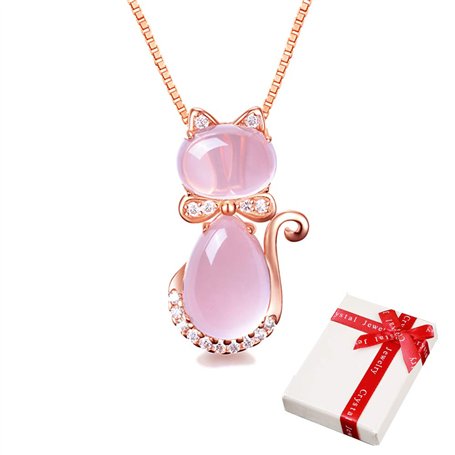 Collier dames pendentif rose avec strass pour les adolescentes femmes