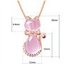 Collier dames pendentif rose avec strass pour les adolescentes femmes,colliers d'amitié en pierre naturelle or rose gravure chat