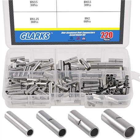 Glarks 220 pcs non isolés Connecteurs Butt Assortiment kit