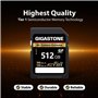 [5 Ans Récupération de données Gratuite] GIGASTONE 512Go Carte SD, 4K Camera Extreme, Vitesse jusqu'à 160/130 Mo/s, A2 V30 U3 SD