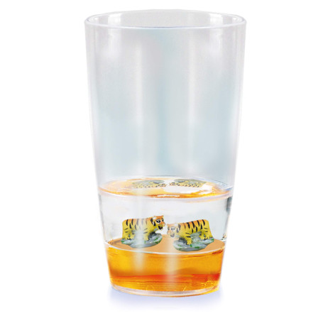 Deluxebase Floatarama Tumbler - Tigre de Verre pour Enfant en Acrylique avec Figurines d'Animaux Flottants. Gobelet tigre de 250