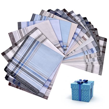 Lot de 18 mouchoirs en tissu pour homme - 100 % coton - Mouchoirs traditionnels pour homme - Grands mouchoirs à carreaux