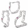 Ann Clark Cookie Cutters Ensemble de 3 emporte-pièces chaton avec livret de recettes, tête de chat, chat assis et chat courbé - 