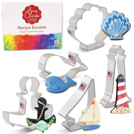 Ann Clark Cookie Cutters Ensemble de 5 emporte-pièces nautique avec livret de recettes