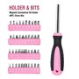 WORKPRO Kit d’Outils Pink Rose 103 Pièces - Sac à Outils avec Sac Rond Portable - Outils de Finition Chromée Durable et Résistan