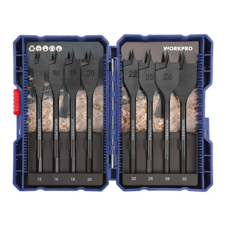 WORKPRO Lot de 8 forets à bois plats à bois