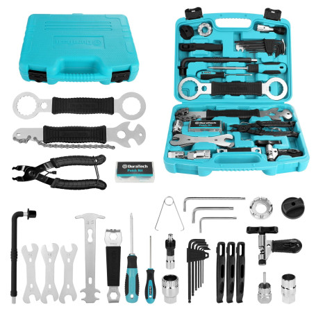 DURATECH Kit d'Outils de Réparation pour Vélo 41 pièces avec Mallette Pratique