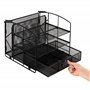 Amazon Basics Rectangulaire Module de rangement, trieur de bureau avec 3 plateaux, tiroir coulissant et espace à dossiers suspen