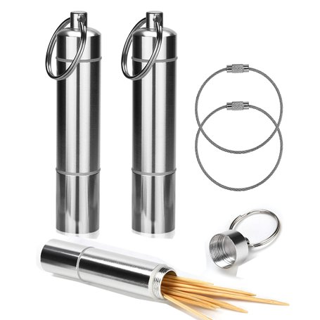 OOTSR Porte Cure-Dents Support Poche Boîte à Pilules Pilulier avec Porte-Clés Alliage D'aluminium Portable Imperméable étanche p