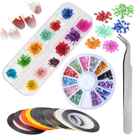Mwoot Nail Art Set 12 Couleurs De Fleurs Séchées