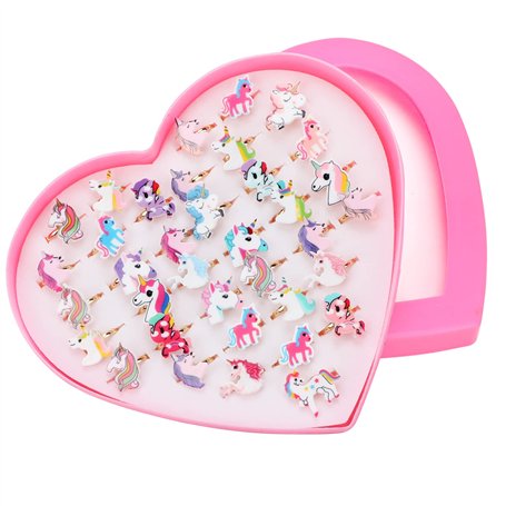 HOWAF 36pcs Licorne Bagues Enfants en Plastique