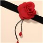 Resweky Vintage Velvet Choker Collier Fleur Rouge Collier Colliers Court Party Colliers Accessoires Bijoux Réglable pour les Fem