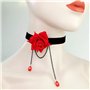 Resweky Vintage Velvet Choker Collier Fleur Rouge Collier Colliers Court Party Colliers Accessoires Bijoux Réglable pour les Fem