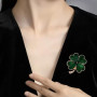 Clataly Green Lucky four Leaf Clover broche Vintage émail femmes fille broche