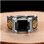 CYSJ Bague, Vintage Véritable 925 Argent Sterling Bague en Pierre Noire Homme Femme Vierge Marie Anneaux Zircone Cubique Onyx Bi