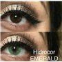 MYSALENS® Lentilles De Contact De Couleur Hidrocor Emerald Emeraude Naturelle très haute opacité Kit De Rangement Boitier Pince 