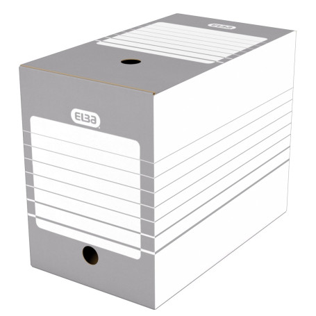 Elba Lot de 20 Boîtes Archives Automatiques en Carton Dos 20 cm Gris 400064977