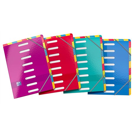 OXFORD Trieur Color Life 8 Positions Double Entrée Format A4 en Carte Pelliculée Fermeture Elastique Couleur Aléatoire