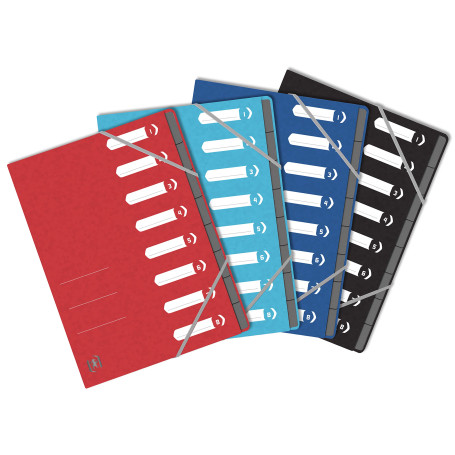 OXFORD Trieur TopFile+ 8 Compartiments Format A4 Fermeture Elastique Couverture Multistrat Agrafe Couleur Aleatoire