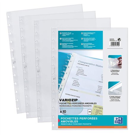 Elba Pochettes perforées en polypropylène 70 microns A4 Incolore