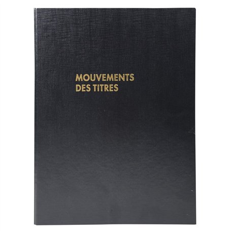Exacompta - Réf. 591E - 1 classeur juridique noir MOUVEMENTS DE TITRES - livré avec recharge 50 feuilles imprimées "Mouvements d