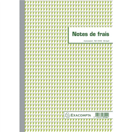 Exacompta - Réf. 3144E - 1 Manifold NOTES DE FRAIS - 50 feuillets numérotés et autocopiants - duplicatas (1 original + 1 copie)