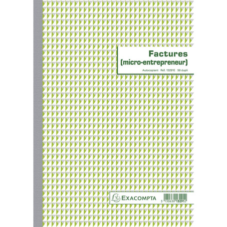 Exacompta - Réf. 13291AE - 1 Manifold FACTURES micro-entrepreneur - 50 feuillets numérotés et autocopiants - duplicatas (1 origi