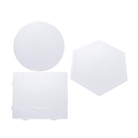 Exceart Lot de 3 perles à repasser - En plastique - Forme carrée - Forme hexagonale - Pour enfants et adultes