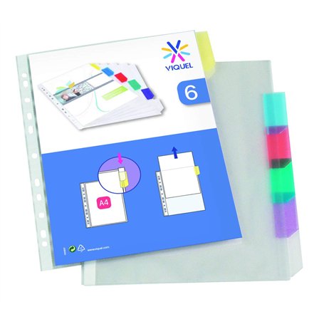 Pochettes intercalaires A4 Viquel 6 divisions - 1 jeu