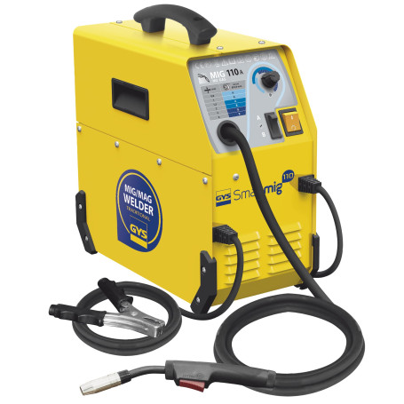GYS - SMARTMIG 110 - Poste à souder - Inverter - MIG/MAG - Sans Gaz - Ø 0.9-230 V - Livré avec câble de masse et torche Jaune