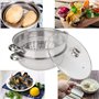 Cuiseur à vapeur en acier inoxydable, 27 cm/11in Pot à vapeur 2 Couches Double chaudière Soupe Cuisson Cuiseur vapeur avec couve