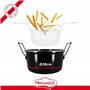 MENASTYL - Friteuse du Nord 28cm en acier émaillé noir et bord chrome - Panier inclus, pour des frites maison délicieuses - 3645
