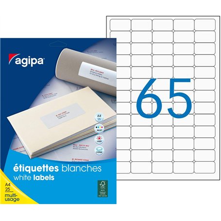 Agipa 102375 1625 Etiquettes Multi Usage Arrondis 381 mm x 212mm Blanc