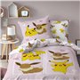 Pokemon EVOLI Parure de lit Enfant | 100% Coton | Oeko-TEX | Housse de Couette 140x200cm + Taie d'oreiller 63x63cm | Imprimé Fil
