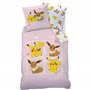 Pokemon EVOLI Parure de lit Enfant | 100% Coton | Oeko-TEX | Housse de Couette 140x200cm + Taie d'oreiller 63x63cm | Imprimé Fil