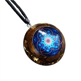 RMYSUM Orgonite Pendentif Tiger Eye Fleur de la Vie Orgone Collier Crystal Crystal Collier CEM Protection Reiki Healing Yoga Méd