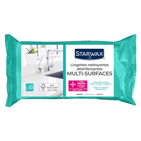 STARWAX Lingettes Nettoyantes Désinfectantes Multi-Usages - Lot de 4