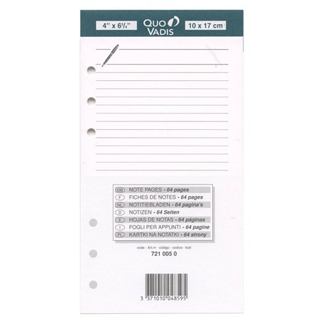 Quo Vadis - Accessoires de TIMER - Recharge FICHES NOTES pour TIMER 17 - Papier Blanc Clairefontaine - Format 10x17cm