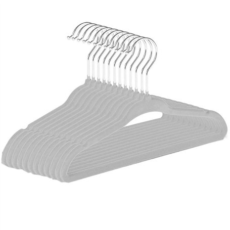 cozydiscount Lot de 15 - Cintres Velours Vêtements Bébé - Anti Glisse - Crochet 360° - Gris