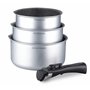 Arthur Martin AM777S Set de 3 Casseroles avec revethement anti adhérent Aluminium Poignée amovible Tous feux dont induction